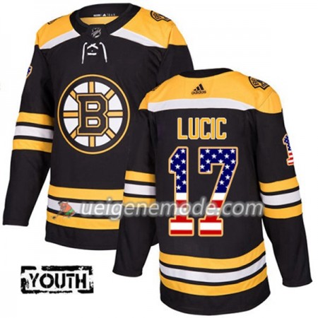 Kinder Eishockey Boston Bruins Trikot Milan Lucic 17 Adidas 2017-2018 Schwarz USA Flag Fashion Authentic